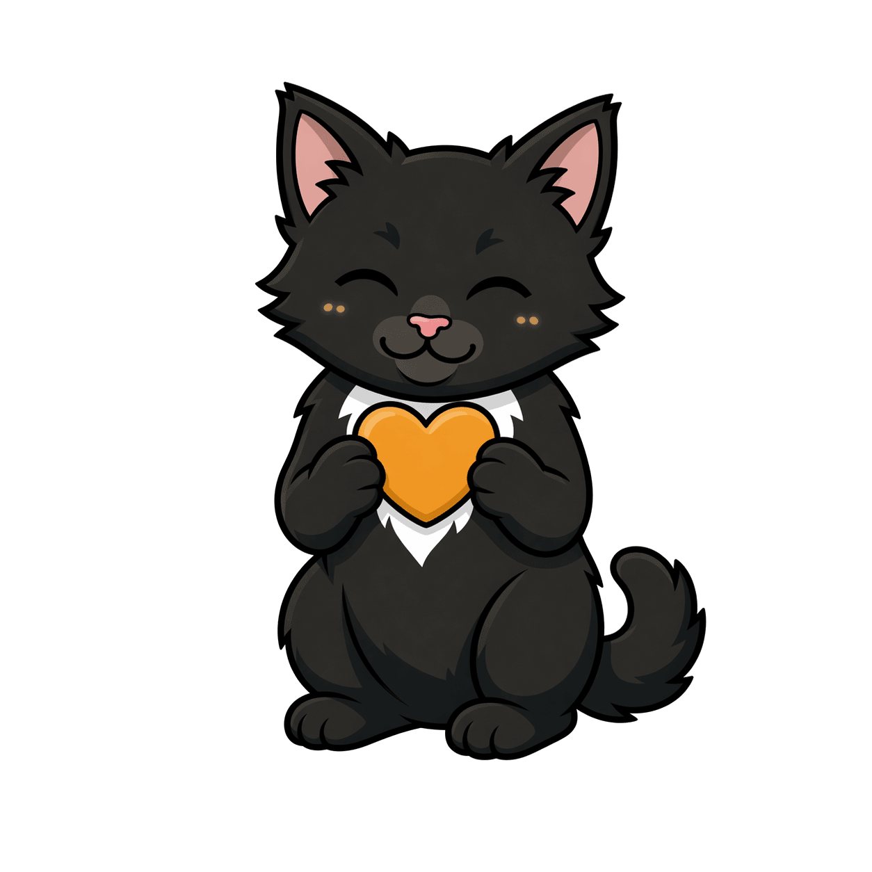 MiauMiau mascot holding a heart